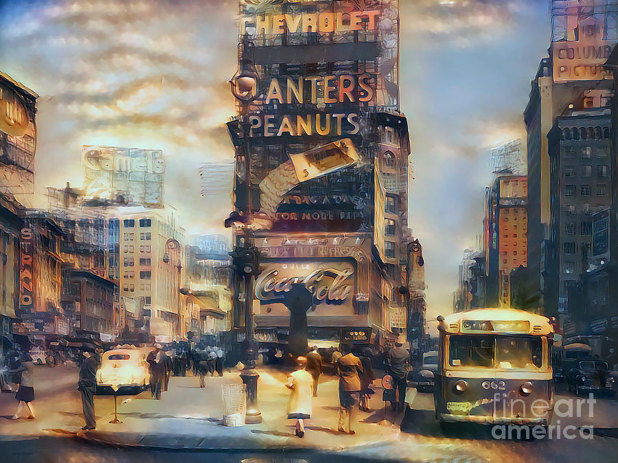 New York City Vintage Time Square in Nostalgic Colors 20200529v1 Photograph by Wingsdomain Art and Photography