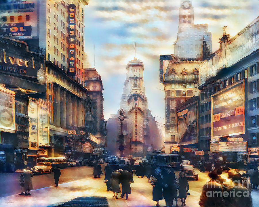 Christmas Photograph - New York City Vintage Time Square in Nostalgic Painterly Colors 20200604v1 by Wingsdomain Art and Photography