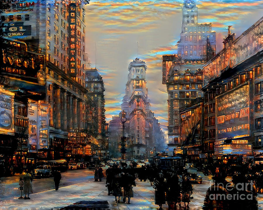 New York City Vintage Time Square in Painterly Vibrant Colors 20200511v1 Photograph by Wingsdomain Art and Photography