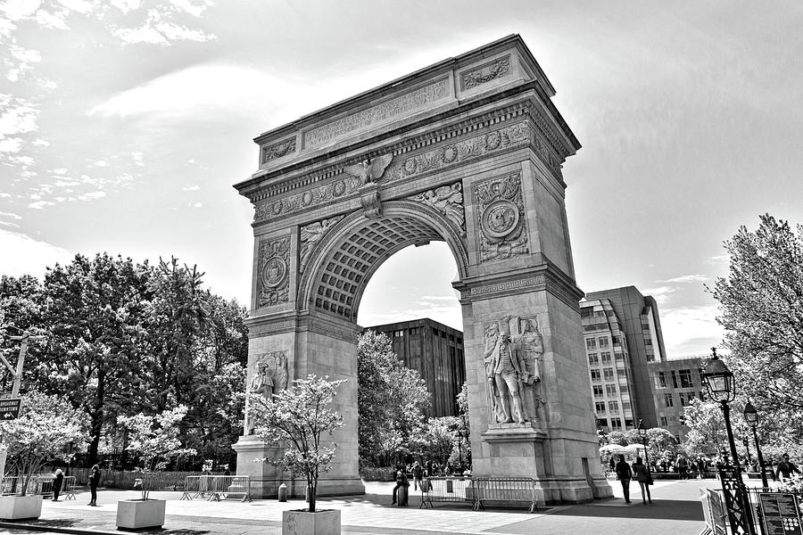 New York City Washington Square Park Black and White Painting by Christopher Arndt