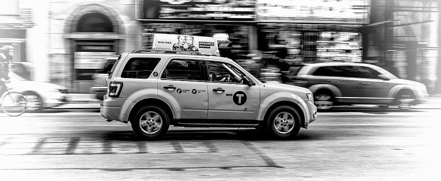 New York City Yellow Taxicab Black and White Photograph by Christopher Arndt