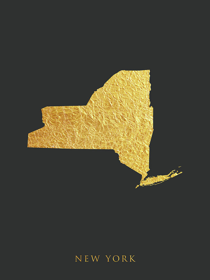 New York Gold Map #64 Digital Art by Michael Tompsett