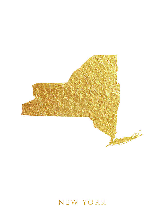 New York Gold Map #72 Digital Art by Michael Tompsett