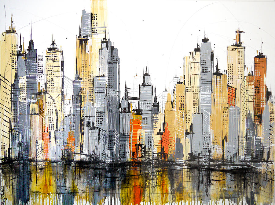 New York Golden Skyline Painting by Irina Rumyantseva - Fine Art America