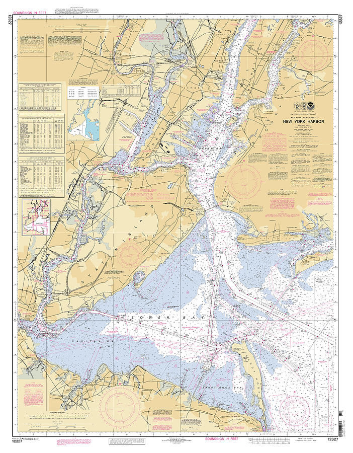 New York Harbor, NOAA Chart 12327 Digital Art by Nautical Chartworks