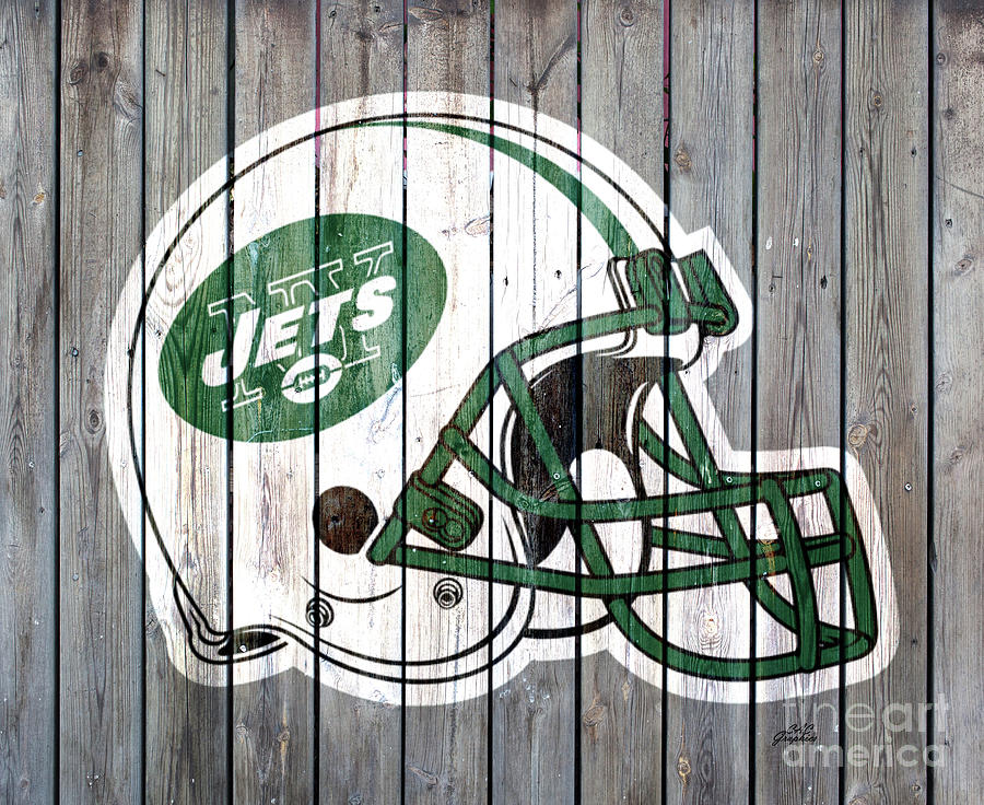 New York Jets Wood Helmet Digital Art by CAC Graphics