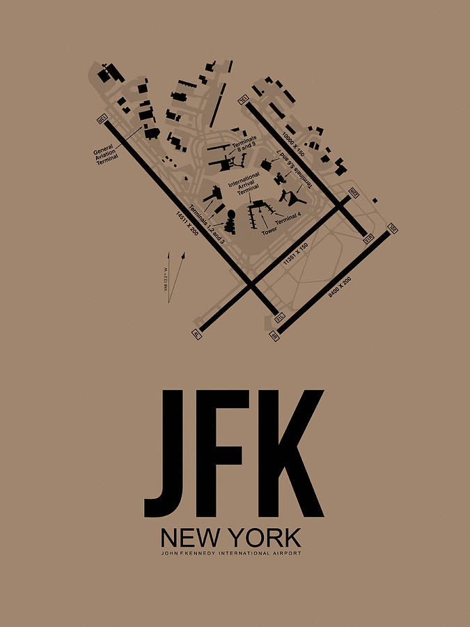 City Digital Art - New York JFK by Naxart Studio