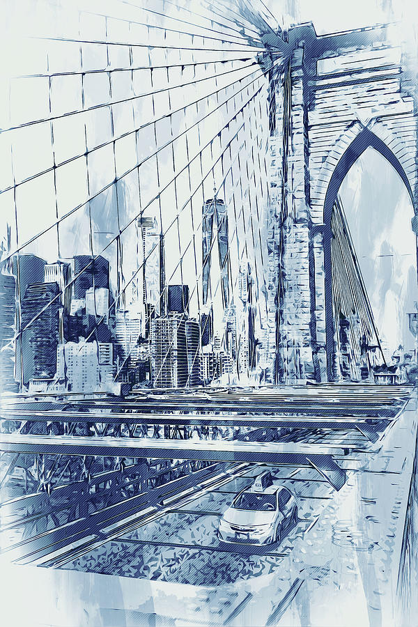 New York, Manhattan Panorama - 08 Painting by AM FineArtPrints