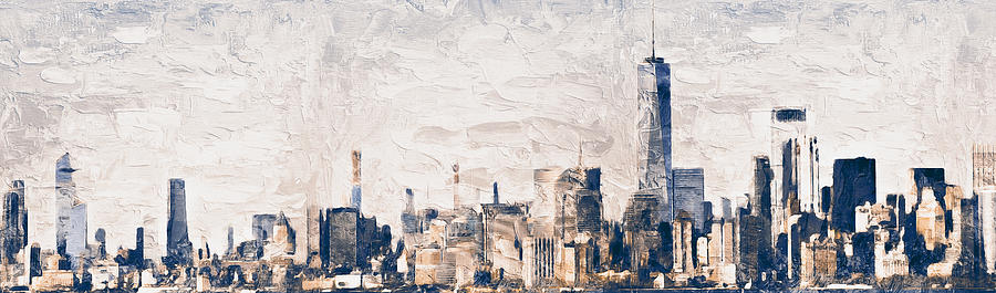New York, Manhattan Panorama - 10 Painting by AM FineArtPrints
