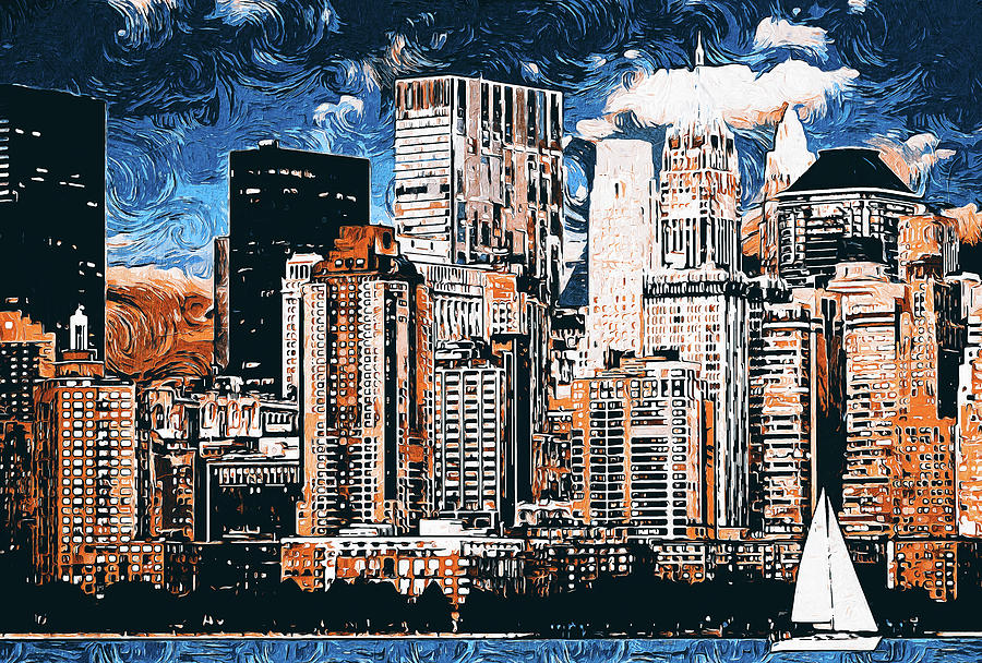 New York, Manhattan Panorama - 17 Painting by AM FineArtPrints