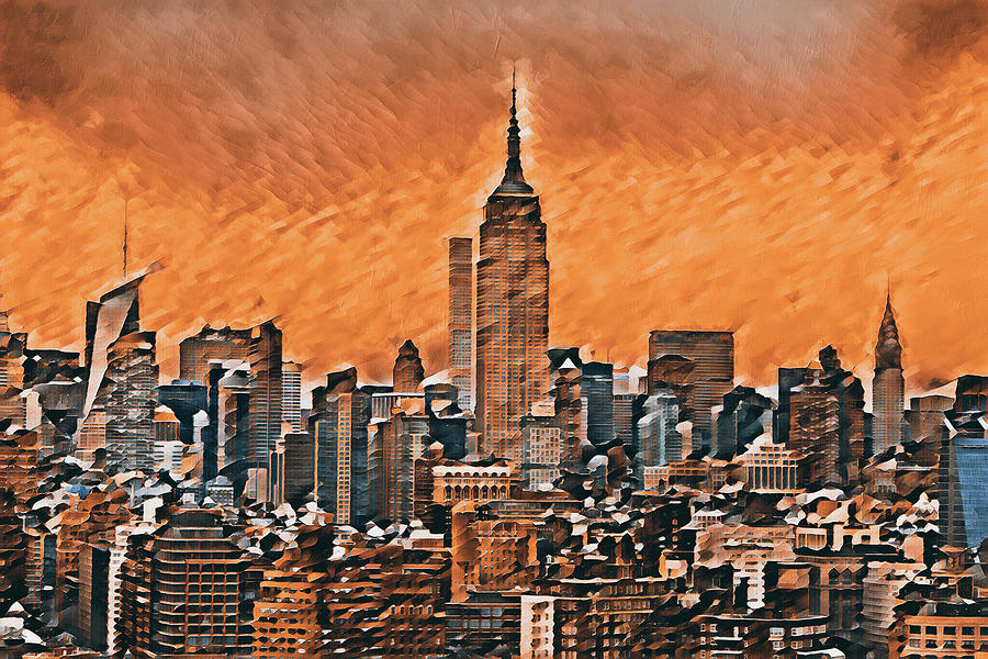 New York, Manhattan Panorama - 37 Painting by AM FineArtPrints