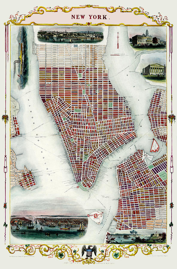 New York Map with inserts 1850 Photograph by Phil Cardamone