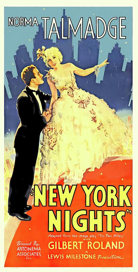 Vintage Mixed Media - New York Nights, with Norma Talmadge and Gilbert Roland, 1929 by Movie World Posters