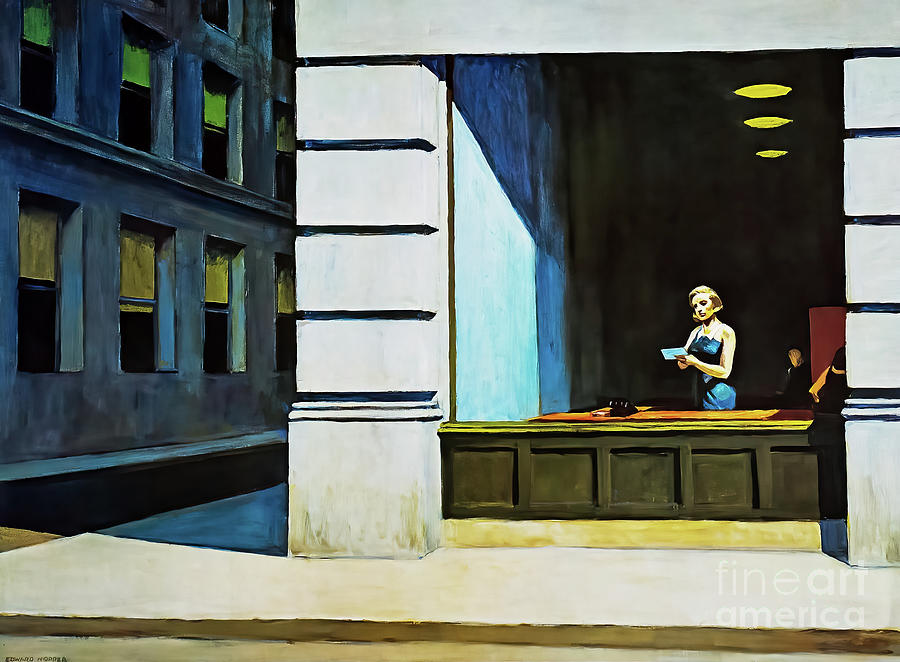 New York Office 1962 Painting by Edward Hopper