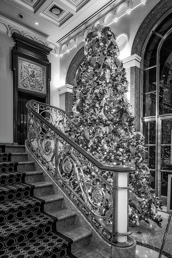 New York Palace Christmas BW Photograph by Susan Candelario