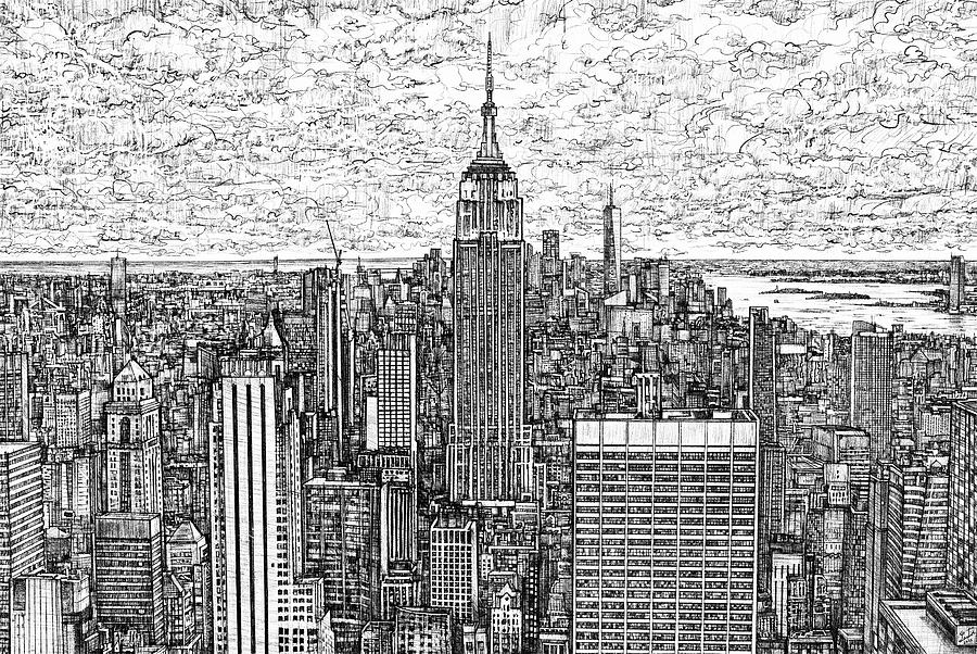 New York City Drawing - NEW YORK - pencil drawing by Fabrizio Cassetta