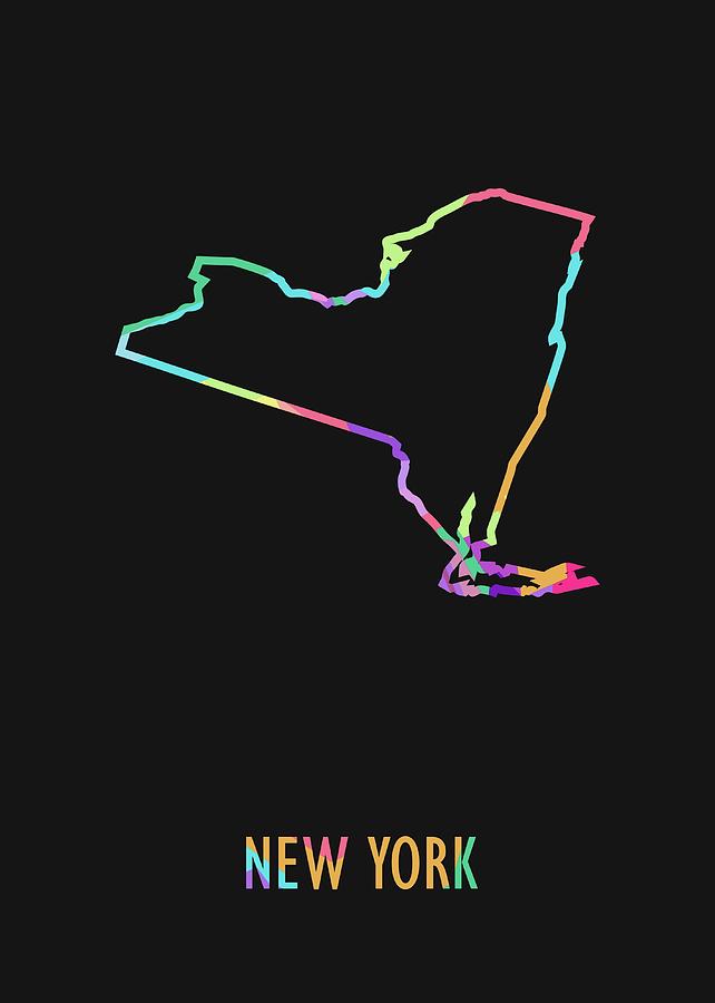 New York Pop Art Map Black BG Digital Art by Ahmad Nusyirwan - Fine Art