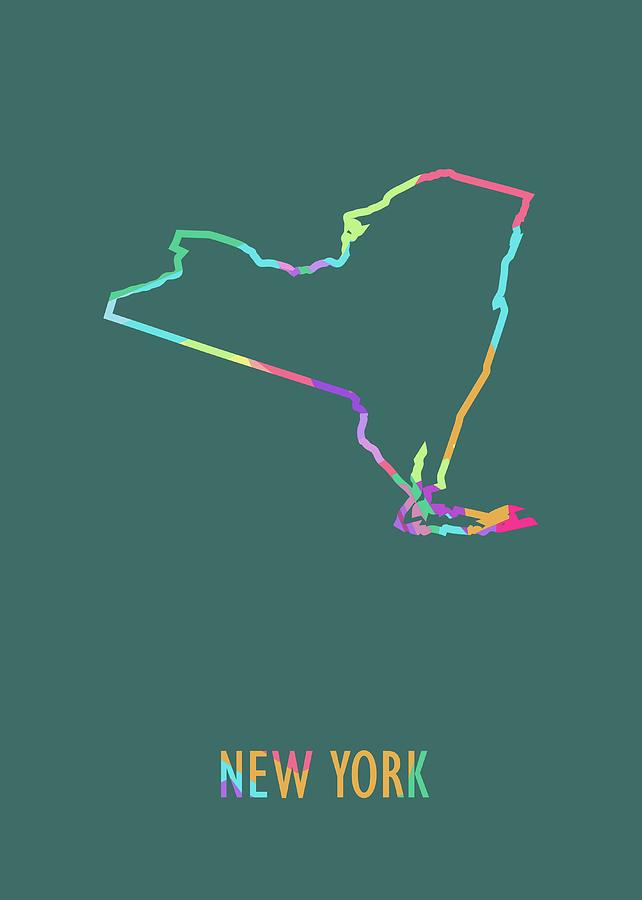 New York Pop Art Map Green Bg Digital Art