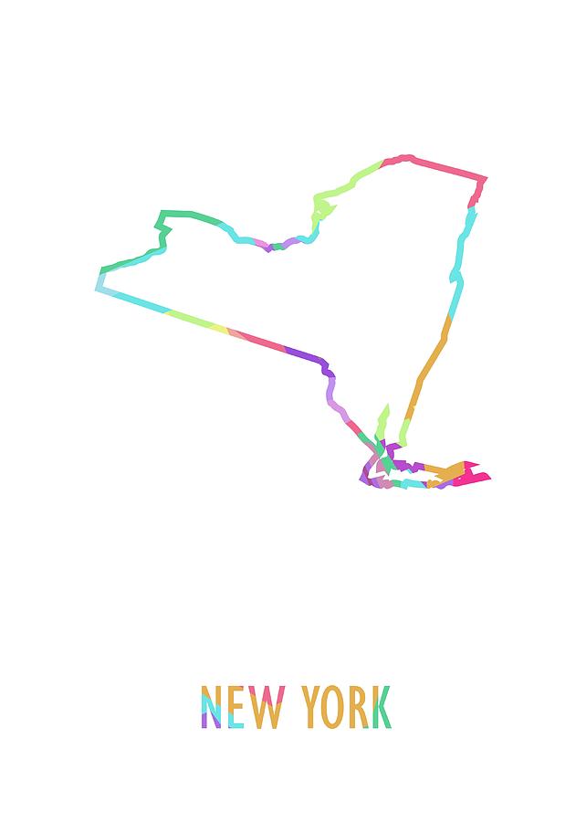 New York Pop Art Map White Bg Digital Art by Ahmad Nusyirwan - Fine Art