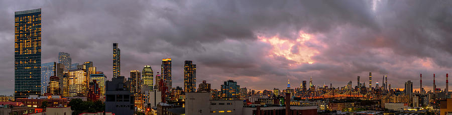 New York Wait For It Sunset Pano Photograph by Lindsay Thomson
