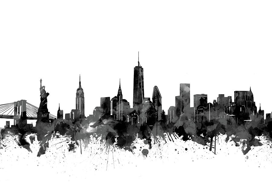 New York Skyline Black And White 2 Digital Art