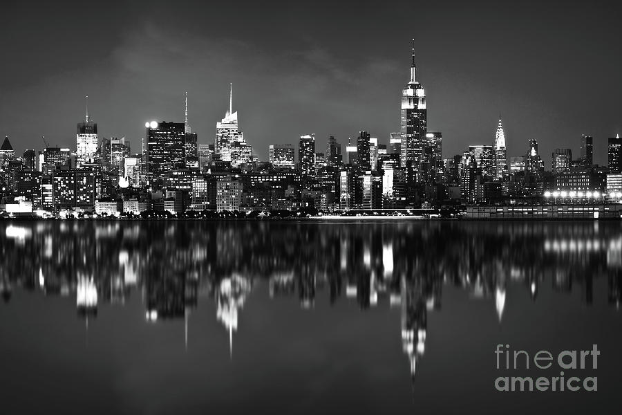 New York skyline black and white Photograph by Delphimages Photo Creations