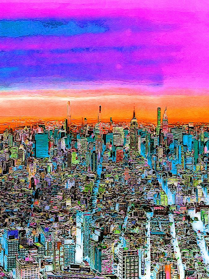 New York Skyline From The New World Trade Center Digital Painting Digital Art