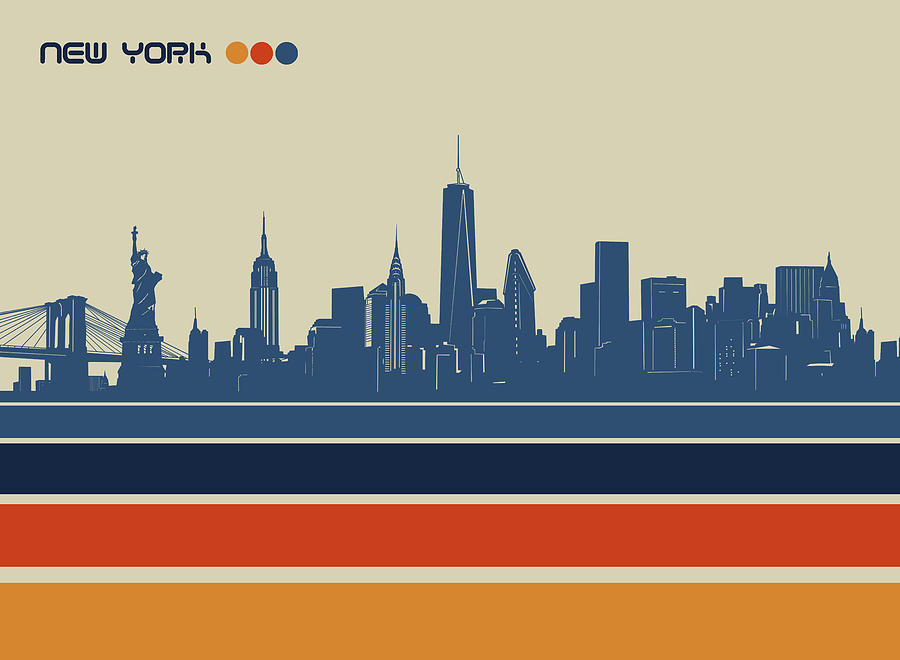 New York Skyline Retro 2 Digital Art