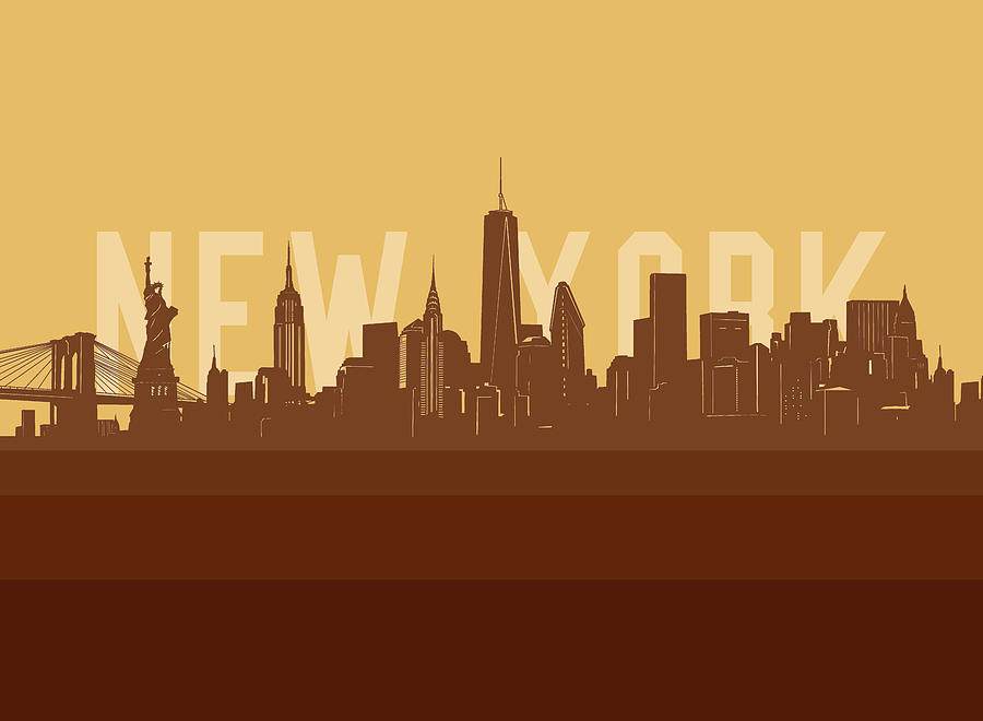 New York Skyline Retro Yellow Digital Art