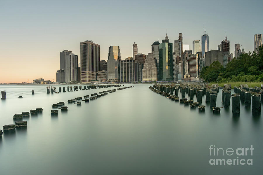 New York skyline viewed from Old Pier 1 Brooklyn Photograph by Martin Williams