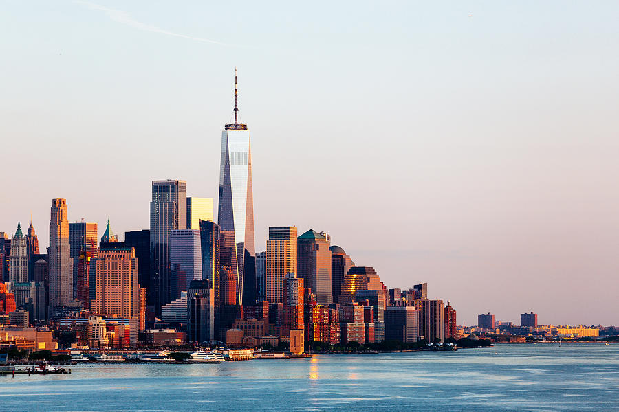 New York skyline with Manhattan Downtown financial district and Hudson River, USA Photograph by Alexander Spatari