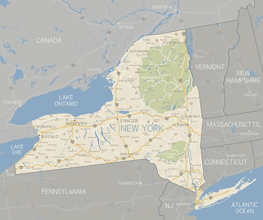 New York State Map Drawing by Hey Darlin
