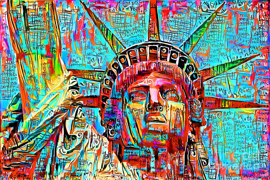 New York Statue of Liberty in Urban Graffiti Abstract Style 20210704 Photograph by Wingsdomain Art and Photography