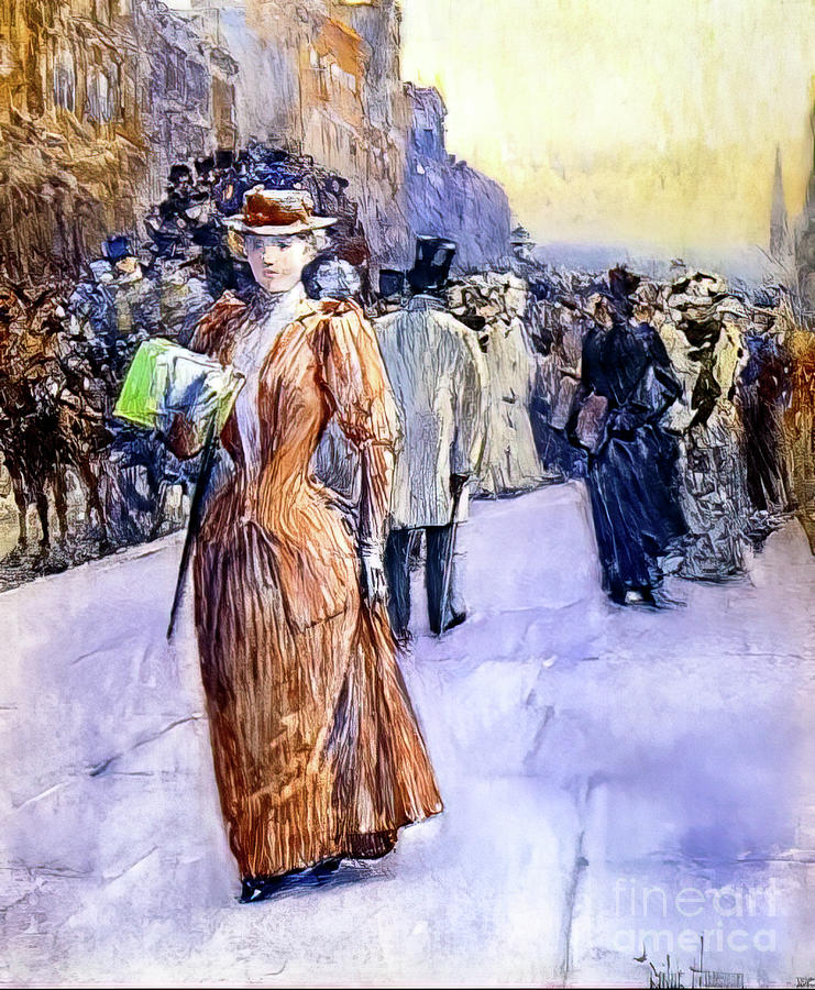 New York Street Scene By Childe Hassam 1890 Painting
