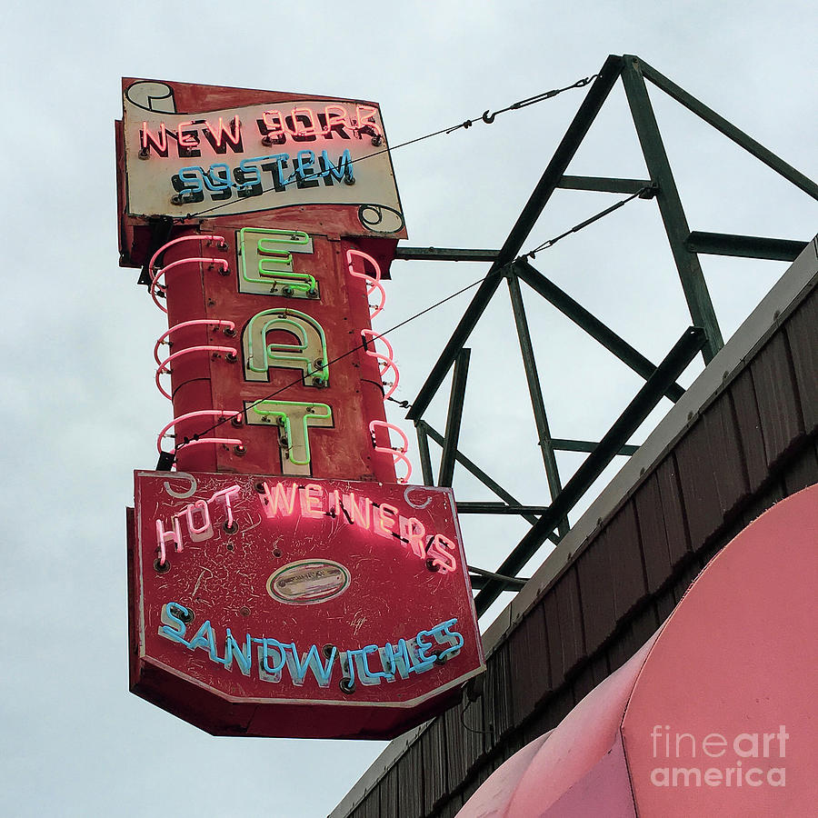 New York System Eat Hot Weiners Sandwiches Neon Sign Photograph by Edward Fielding