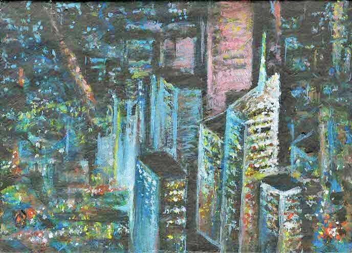 New York through the Eyes of the night Painting by John Edwe