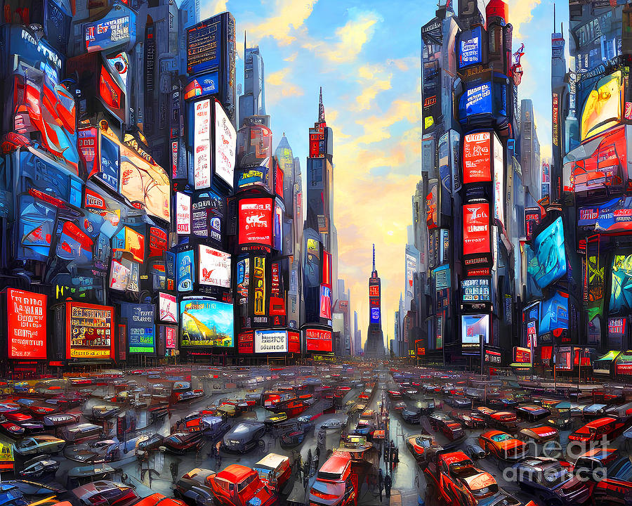 Fantasy Mixed Media - New York Time Square Critical Mass Phantasm 20230105e by Wingsdomain Art and Photography