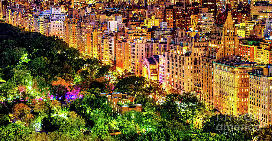New York Upper East Side at Night Looking Over Central Park Photograph by M G Whittingham