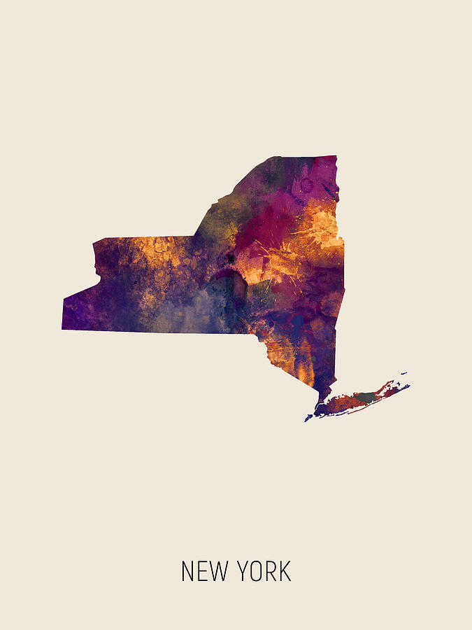 New York Watercolor Map #20 Digital Art by Michael Tompsett