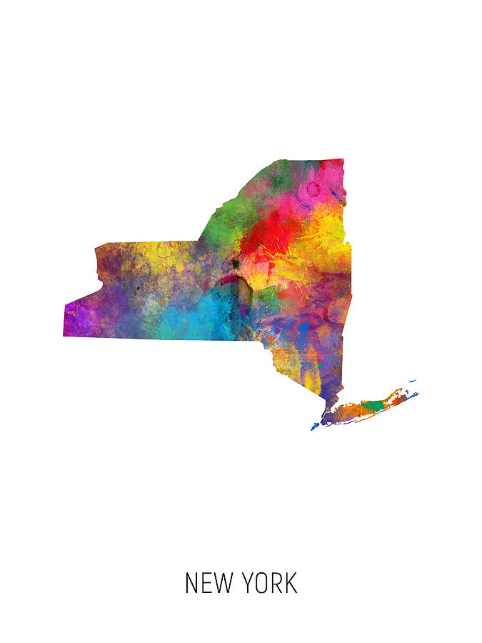 New York Watercolor Map #97 Digital Art by Michael Tompsett
