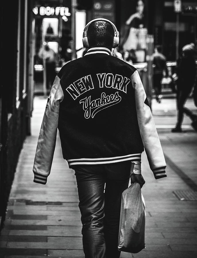 New York Yankees Baseball Jacket Black and White Photograph by Christopher Arndt