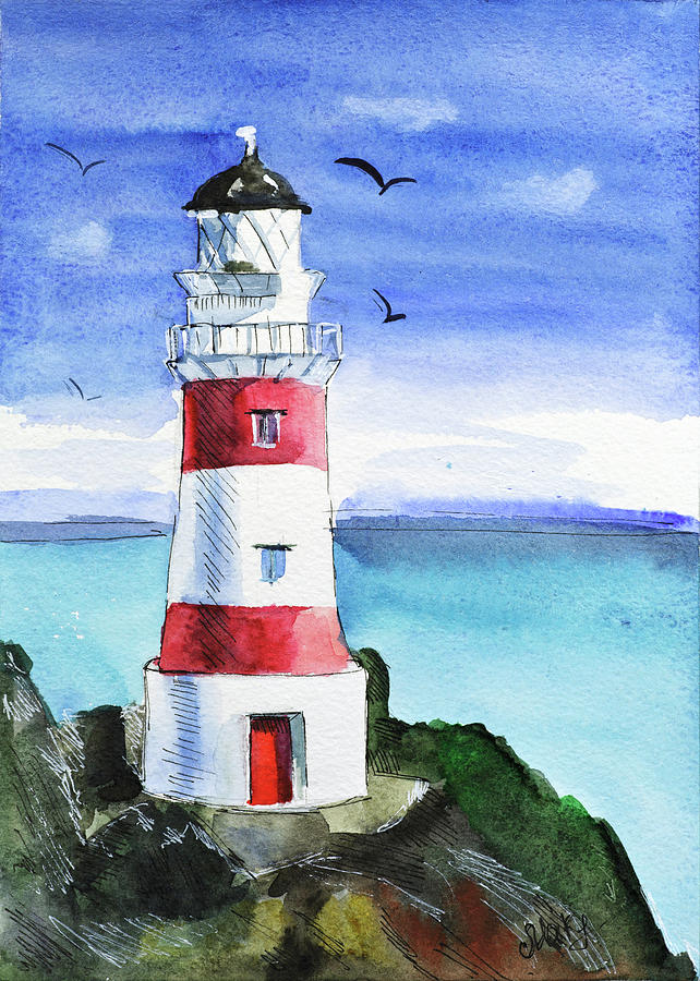 New Zealand Lighthouse Painting by Nataly Mak - Fine Art America