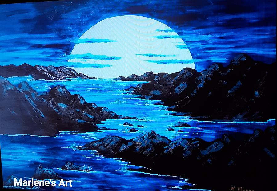 New Zealand Moon Painting by Marlene Moore
