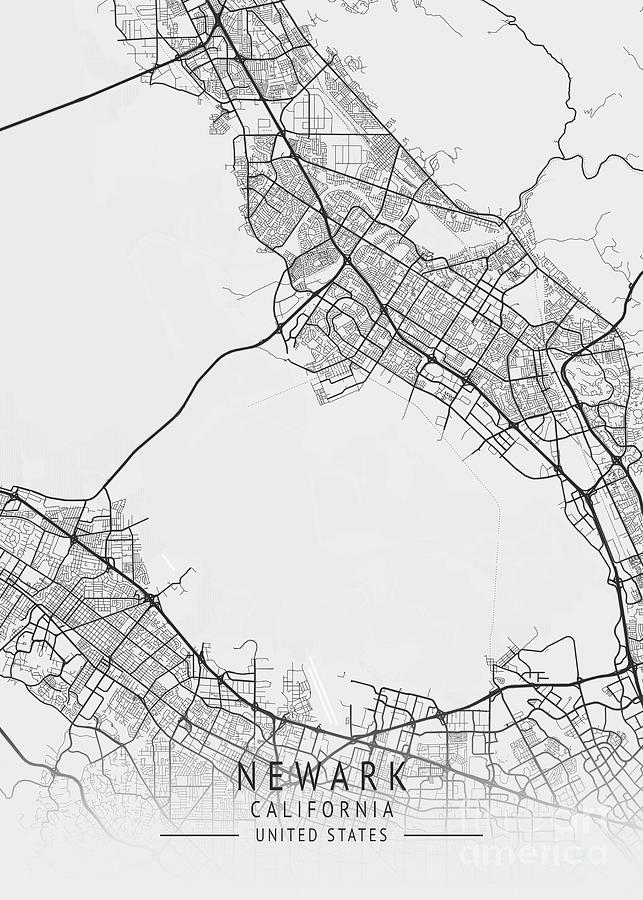 Newark California Us Gray City Map Digital Art By Tien Stencil Fine Art America 9133