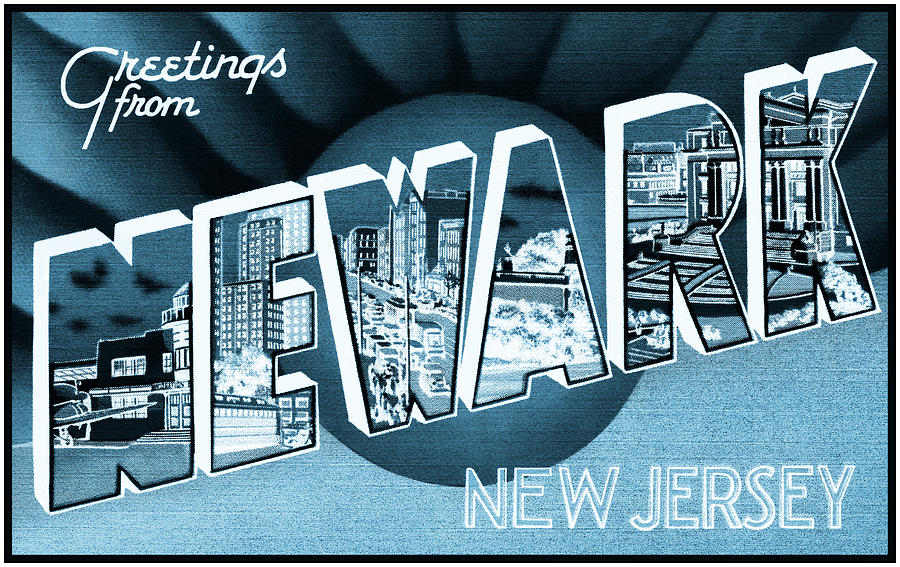 Newark Photograph - Newark New Jersey Retro Vintage Travel Blue by Carol Japp