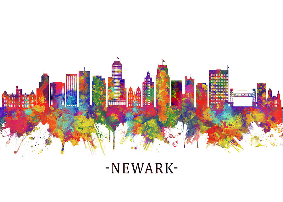 Newark New Jersey Skyline Mixed Media by NextWay Art - Fine Art America