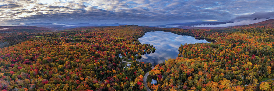 Newark Pond Vermont Fall Reflection Panorama Photograph by John Rowe