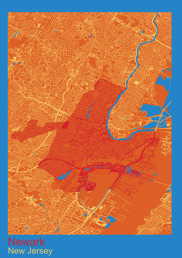 Newark Street Map Digital Art By Theodore Thompson   Newark Street Map Theodore Thompson 