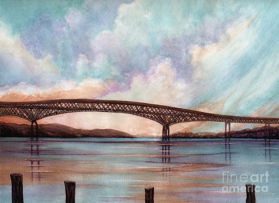 Mountain Painting - Newburgh Beacon bridge sky  by Janine Riley