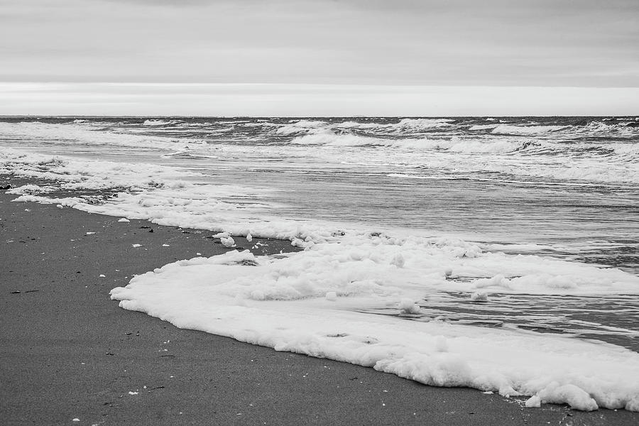 Newbury Beach Seafoam Newbury Massachusetts Plum Island Black And White